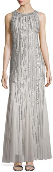 Aidan Mattox
Sleeveless Keyhole-Back Sequined & Beaded Godet Gown