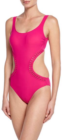Profile by Gottex
Braided-Trim Cutout Monokini One-Piece Swimsuit, Magenta