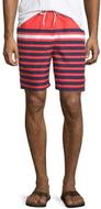 NeimanMarcusMulti-StripeSwimTrunks,Red