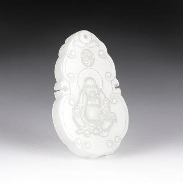 新疆天然和田玉羊脂玉牌佛10.79g專柜正品附帶證書(一口價)