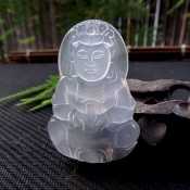 純天然冰種玉髓觀音掛件