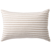 棉天竺枕套50×70cm用/混米色条纹