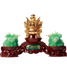 仿青玉金蟾聚財陣擺件★樹脂金蟾蜍聚寶盆工藝品擺設★招財聚財鎮宅辟邪