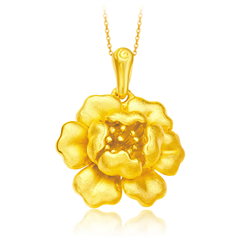 綻放的花朵黃金足金吊墜