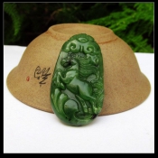 正品純天然新疆和田玉碧玉生肖馬吊墜