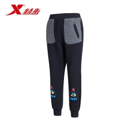特步專柜同款秋冬男童針織長(zhǎng)褲純棉卡通耐看男童休閑褲685425650250
