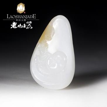 和田玉羊脂玉掛件佛有糖線條流暢