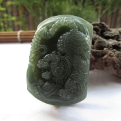 天然新疆和田青玉開(kāi)運(yùn)護(hù)身猛虎皮帶扣/玉石腰帶扣腰飾/玉皮帶扣腰佩/玉緣軒正品