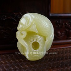 天然和田玉★富貴有余(魚)吊墜★開(kāi)運(yùn)吉祥招財(cái)