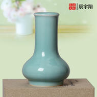 龍泉青瓷迷你小號花瓶陶瓷花插微型中式擺件家居飾品大蒜瓶花瓶擺件
