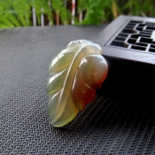 精品純天然冰彩玉髓葉子吊墜