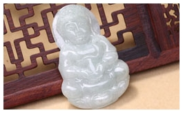 天然翡翠掛件-老坑冰糯種清雅淺綠均色雙面精雕慈悲辟邪觀音