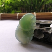 清新水潤純天然巴西綠瑪瑙福祿壽吊墜