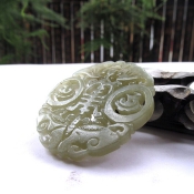精美天然和田玉鏤空精雕福壽如意玉佩掛件