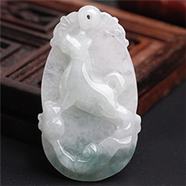 天然翡翠掛件--老坑糯種飄藍花生肖狗D08X-101