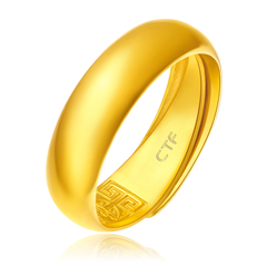 時(shí)尚光圈內(nèi)壁花紋黃金足金戒指