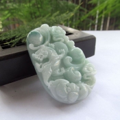 純天然緬甸a貨翡翠福壽雙全吉祥掛件