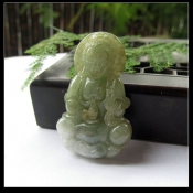 翡翠A貨油青玉觀音掛件吊墜/開光觀世音菩薩掛件項墜/玉緣軒正品