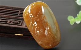 天然翡翠掛件--老坑冰糯種鮮潤黃翡細膩晶瑩立體浮雕仁義關公