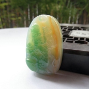 純天然巴西雙色瑪瑙玉代代有福吉祥掛件