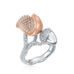 桃花系列含苞欲放玫瑰色18K金镶钻石戒指