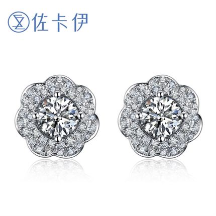 【摩天輪】系列白18K金鉆石女士耳釘