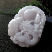純天然緬甸a貨淺紫羅蘭翡翠如意騰龍玉佩掛件