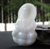 緬甸翡翠玉細膩瑩潤凈瓶玉觀音/緬甸翡翠玉石觀音掛件/開光辟邪護身觀音玉墜/玉緣軒正品