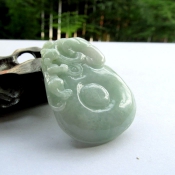 天然緬甸a貨翡翠玉淺豆綠福在眼前吉祥掛件