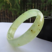 精美冰透岫巖玉灑金熒光黃玉手鐲