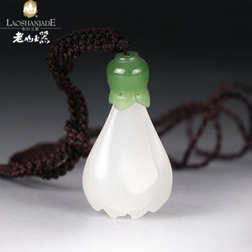 和田玉掛件玉蘭花女款吊墜項鏈毛衣鏈