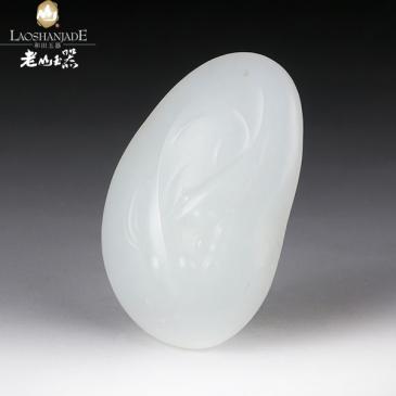 文軍作品新疆和田羊脂玉籽料掛件年年有余30.13g正品附帶證書