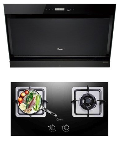 【蒸汽洗】煙灶套裝高端側吸DJ570R+Q360B(天然氣)