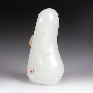 楊子作品新疆天然和田玉羊脂玉籽料掛件祝福玉雕大師收藏
