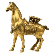 開光黃銅風水馬馬上贏擺件★炒股買彩票必備家居工藝品擺設★旺偏財旺事業財運