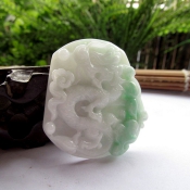 精品A貨翡翠玉飄陽綠龍牌掛件