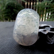 精美純天然冰白水草瑪瑙玉生肖虎掛件