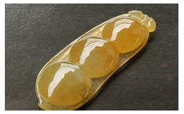 天然翡翠掛件--老坑冰種滿色黃翡水潤晶瑩平安四季豆