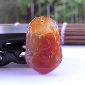 巴西瑪瑙冰透生肖狗掛件/天然紅瑪瑙玉生肖項(xiàng)墜/生肖狗幸運(yùn)吉祥物掛件/玉緣軒正品