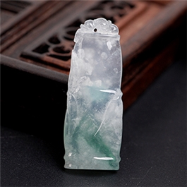 天然翡翠掛件--老坑冰種淺綠飄花細膩圓潤精工細雕小巧節節高