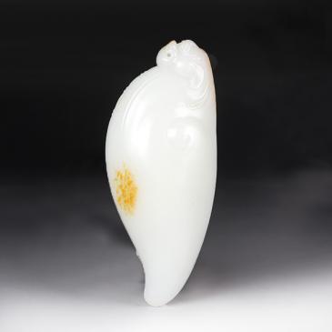 周雁明作品新疆天然和田玉羊脂玉籽料手把件瑞獸玉雕大師收藏