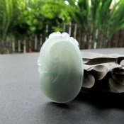 精品冰潤緬甸翡翠A貨玉如意掛件