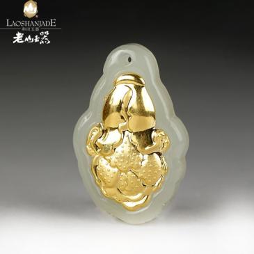 新疆和田玉金鑲玉掛件白菜3.0g簡潔清晰(一口價)
