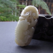 天然新疆和田玉富貴如意鯉魚掛件
