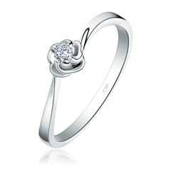 【灵犀】小心意系列时尚之花白色18K金镶钻石戒指