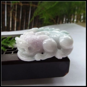 正品天然A貨翡翠玉淺綠淡紫招財辟邪玉貔貅掛件