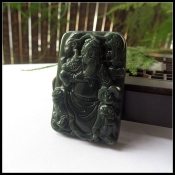 大氣精致純天然和田玉青玉武財神玉關(guān)公掛件