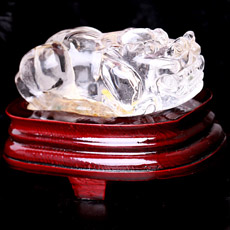 開光天然白水晶貔貅擺件★創(chuàng)意家居風水工藝品皮丘擺設(shè)★招財聚財旺人緣