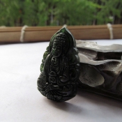 藍(lán)田墨玉生肖豬狗守護(hù)神阿彌陀佛掛件