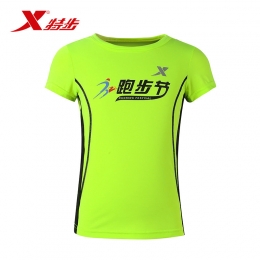 特步童裝運動T恤時尚跑步T恤親子款女童短袖884224019501